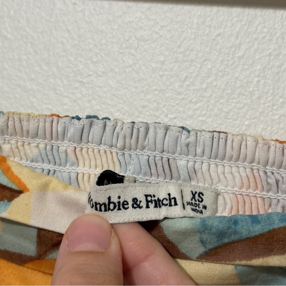 Abercrombie & Fitch Puff Sleeve Square Neck Brown Print Top Size XS Emerson - Picture 3 of 6